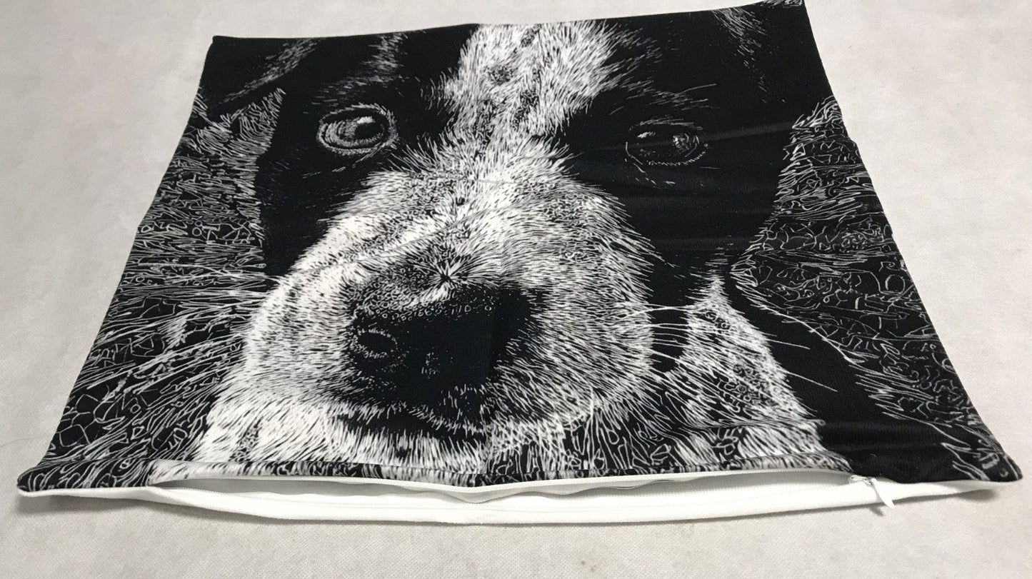 NEW Australian Cattle Dog Blue Heeler Pup Pillow Cover (1) - FranksFunkyStuff