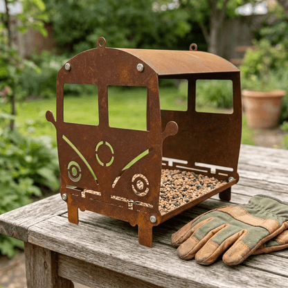 NEW Bird House Volkswagen Bus Rusty Metal Design - FranksFunkyStuff