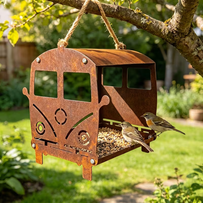 NEW Bird House Volkswagen Bus Rusty Metal Design - FranksFunkyStuff
