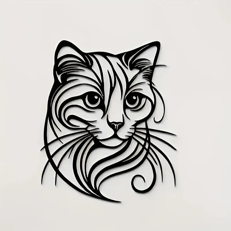 NEW Black Cat Silhouette Metal Wall Art - Whimsical Cat Design - FranksFunkyStuff