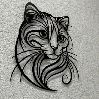 NEW Black Cat Silhouette Metal Wall Art - Whimsical Cat Design - FranksFunkyStuff