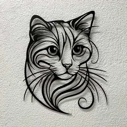 NEW Black Cat Silhouette Metal Wall Art - Whimsical Cat Design - FranksFunkyStuff