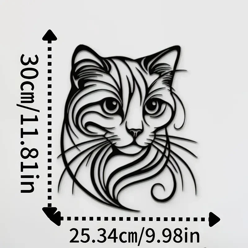NEW Black Cat Silhouette Metal Wall Art - Whimsical Cat Design - FranksFunkyStuff