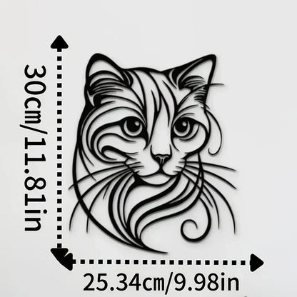 NEW Black Cat Silhouette Metal Wall Art - Whimsical Cat Design - FranksFunkyStuff