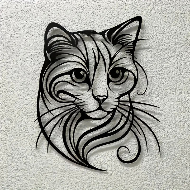 NEW Black Cat Silhouette Metal Wall Art - Whimsical Cat Design - FranksFunkyStuff