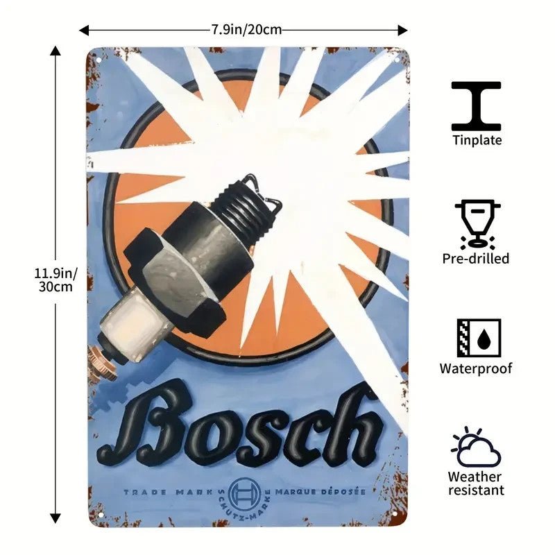 NEW Bosch Spark Plug Sign, Metal 12 x 8 - FranksFunkyStuff