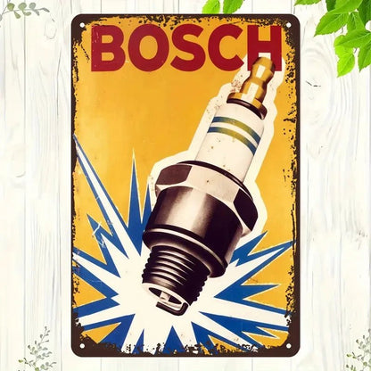 NEW Bosch Vintage Looking Metal Sign Bosch Spark Plug - FranksFunkyStuff