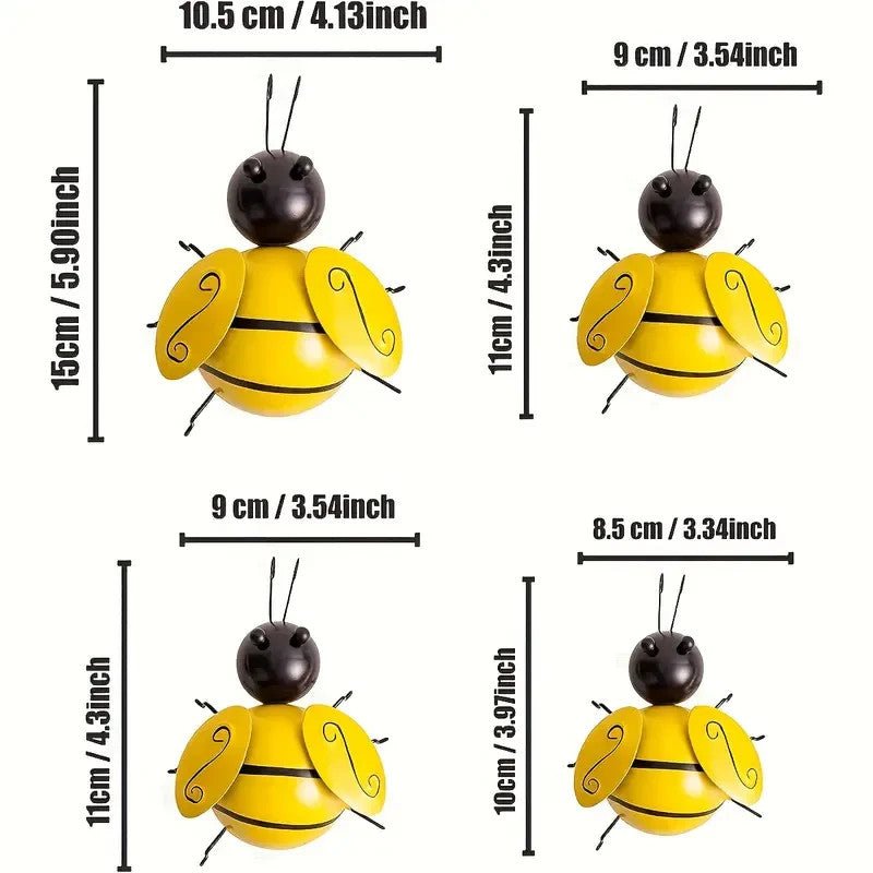 NEW BUMBLE BEE SET , 4 PIECES METAL DECOR. - FranksFunkyStuff