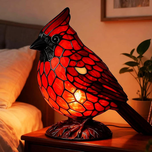 NEW Cardinal Lamp, Red Bird Night Light, Handmade Resin Table Lamp - FranksFunkyStuff