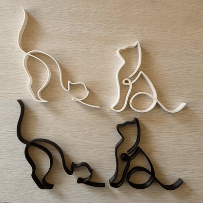 NEW CAT 2 PIECE SET METAL Cat Figurines Minimalist Design - FranksFunkyStuff