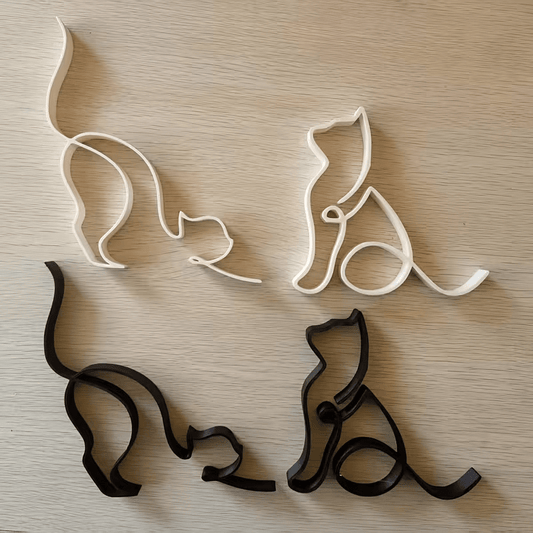 NEW CAT 2 PIECE SET METAL Cat Figurines Minimalist Design - FranksFunkyStuff