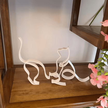 NEW CAT 2 PIECE SET METAL Cat Figurines Minimalist Design - FranksFunkyStuff
