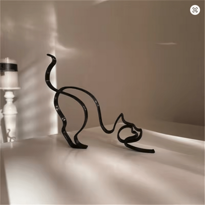 NEW Cat Art Sculpture ,Metal Cat Abstract Minimalist Figurine - FranksFunkyStuff