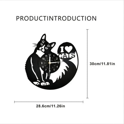 NEW CAT CLOCK "I Heart Cats" Light - up Wall Clock - FranksFunkyStuff