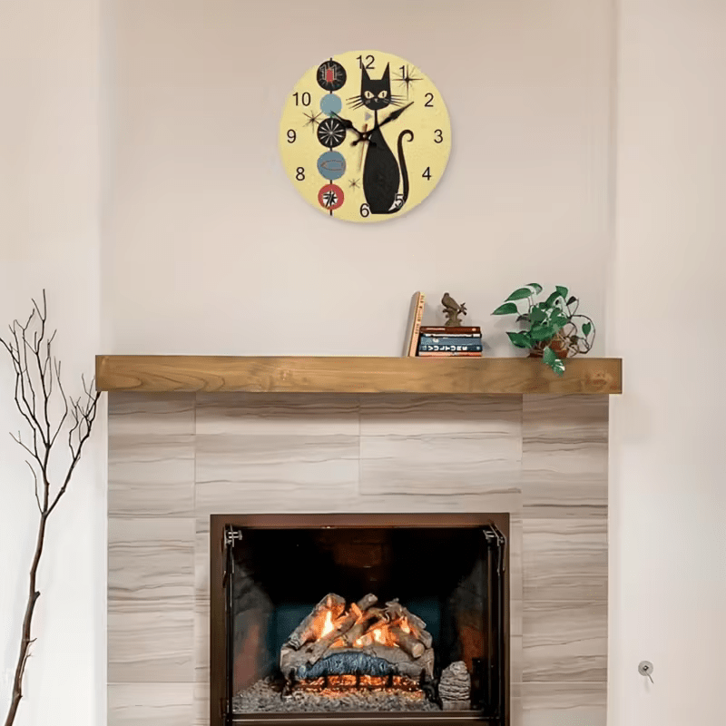 NEW CAT Clock with Modern Medieval Black Cat Design - FranksFunkyStuff