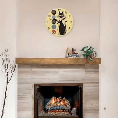 NEW CAT Clock with Modern Medieval Black Cat Design - FranksFunkyStuff