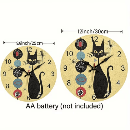 NEW CAT Clock with Modern Medieval Black Cat Design - FranksFunkyStuff