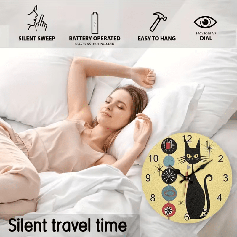 NEW CAT Clock with Modern Medieval Black Cat Design - FranksFunkyStuff