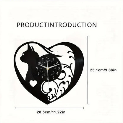NEW CAT Light - up Vinyl Record Wall Clock - Heart Shaped Remote Controlled - FranksFunkyStuff