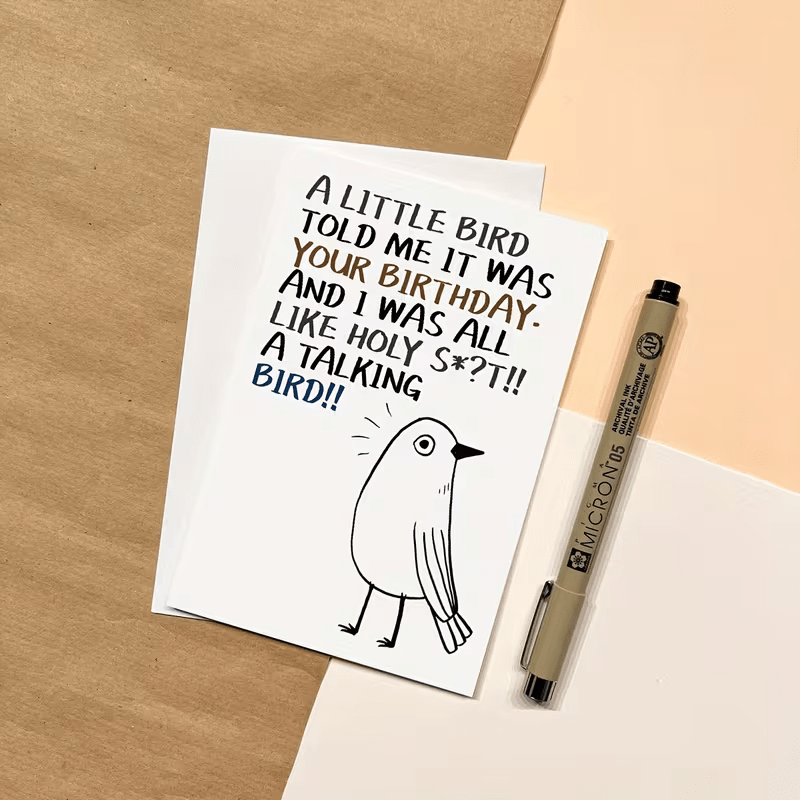 new Charming Bird-Themed Birthday Card with Envelope, FREE SHIPPING - FranksFunkyStuff