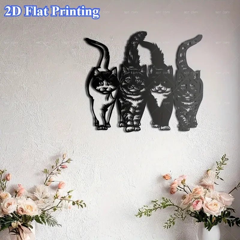 NEW Charming Metal Cat Silhouette Wall Art - FranksFunkyStuff