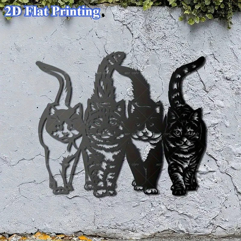 NEW Charming Metal Cat Silhouette Wall Art - FranksFunkyStuff