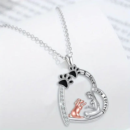 NEW Charming Necklace Featuring a Cute Dog with Girl - FranksFunkyStuff