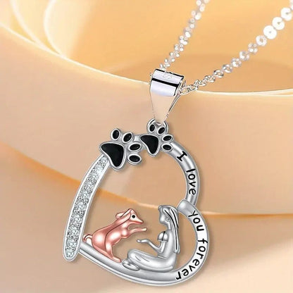 NEW Charming Necklace Featuring a Cute Dog with Girl - FranksFunkyStuff
