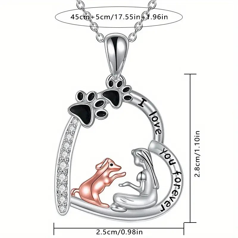 NEW Charming Necklace Featuring a Cute Dog with Girl - FranksFunkyStuff