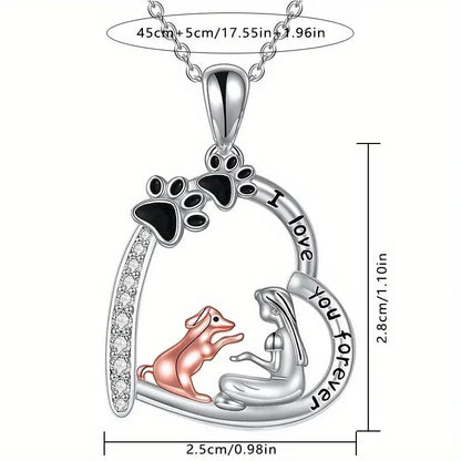 NEW Charming Necklace Featuring a Cute Dog with Girl - FranksFunkyStuff
