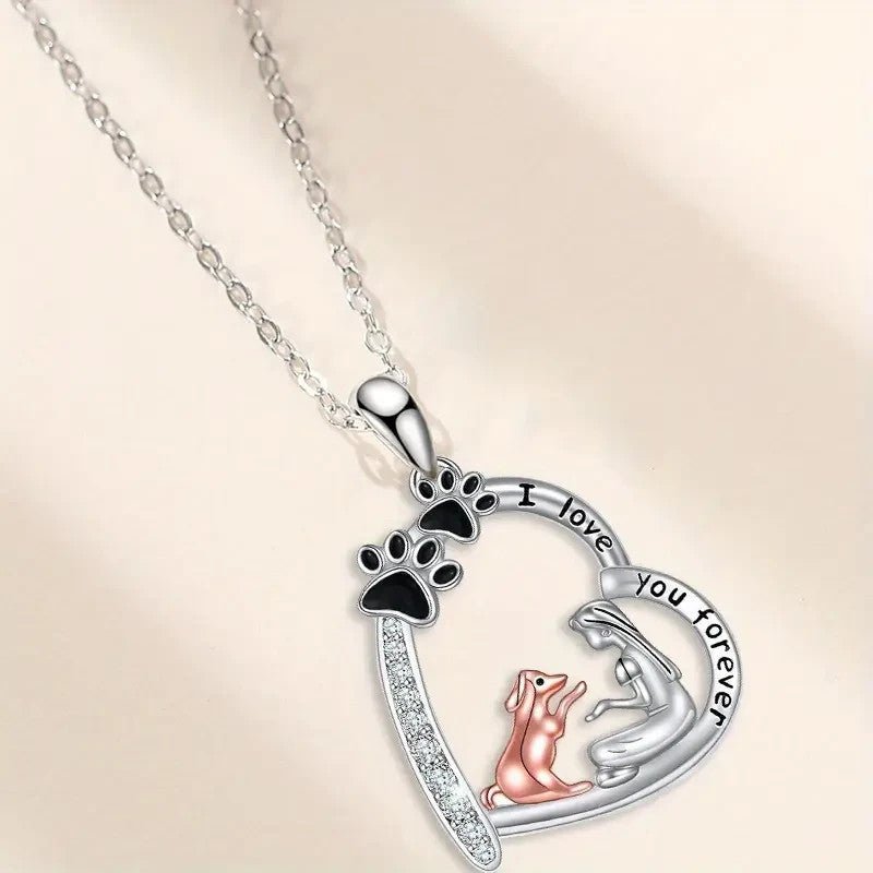 NEW Charming Necklace Featuring a Cute Dog with Girl - FranksFunkyStuff