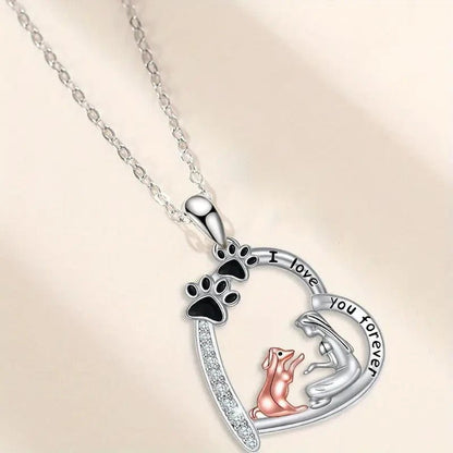 NEW Charming Necklace Featuring a Cute Dog with Girl - FranksFunkyStuff