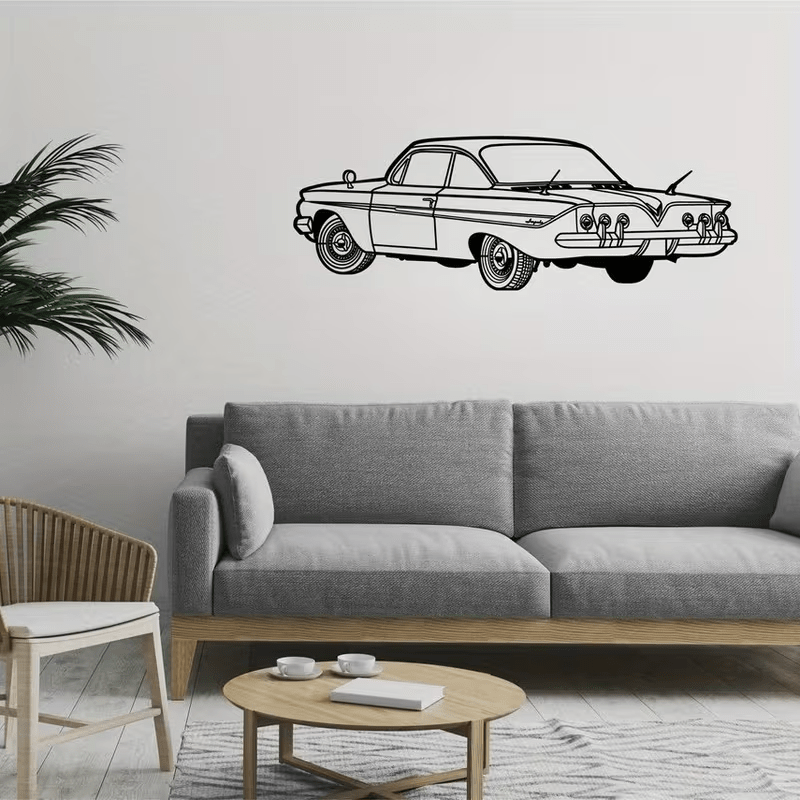 NEW Chevrolet 1961 Impala Metal Wall Art Vintage Vehicle Silhouette - FranksFunkyStuff