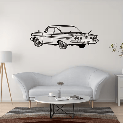 NEW Chevrolet 1961 Impala Metal Wall Art Vintage Vehicle Silhouette - FranksFunkyStuff