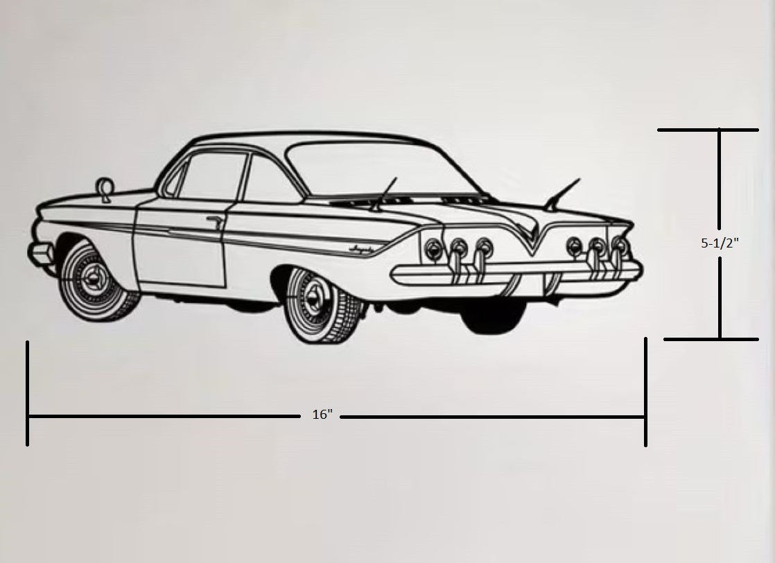 NEW Chevrolet 1961 Impala Metal Wall Art Vintage Vehicle Silhouette - FranksFunkyStuff