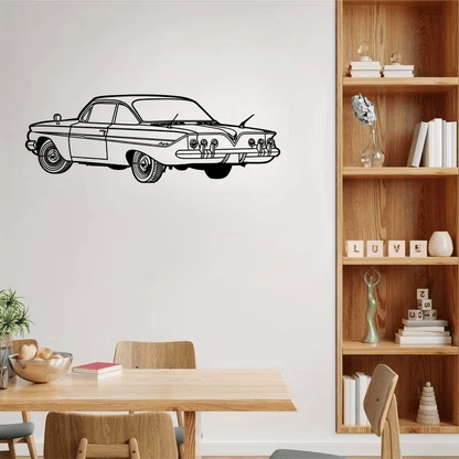 NEW Chevrolet 1961 Impala Metal Wall Art Vintage Vehicle Silhouette - FranksFunkyStuff