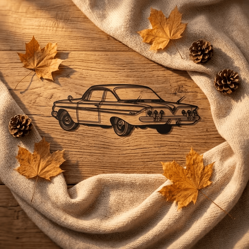 NEW Chevrolet 1961 Impala Metal Wall Art Vintage Vehicle Silhouette - FranksFunkyStuff