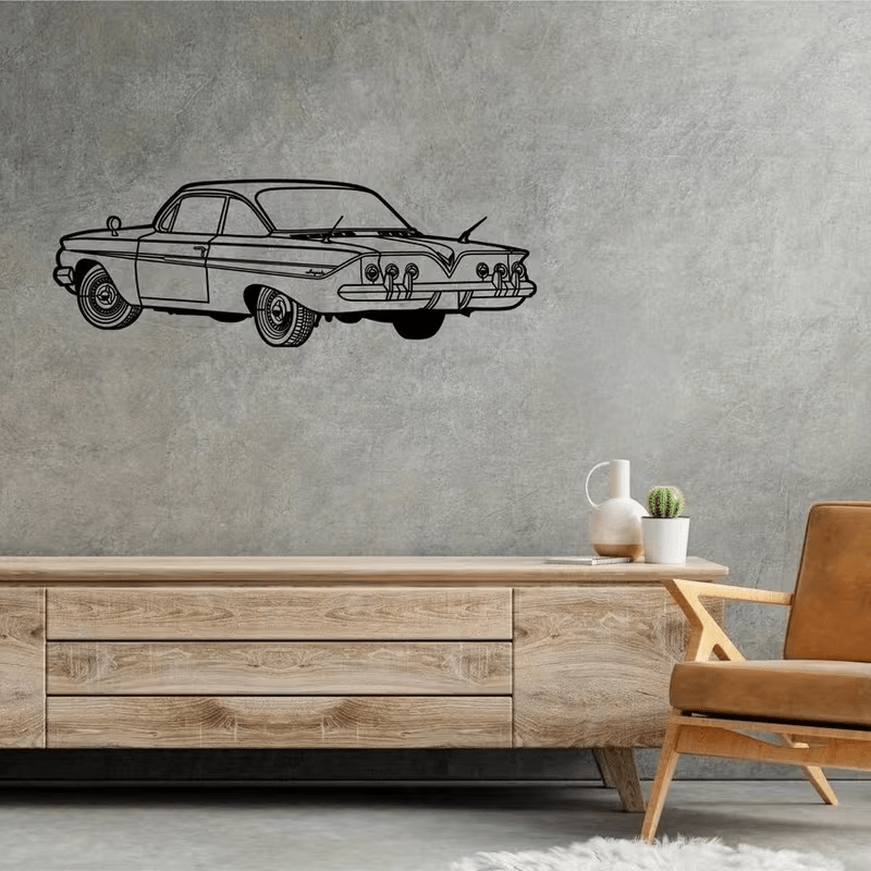 NEW Chevrolet 1961 Impala Metal Wall Art Vintage Vehicle Silhouette - FranksFunkyStuff
