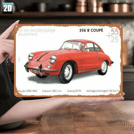 NEW Classic 356 B Porsche Coupe Metal Sign - FranksFunkyStuff