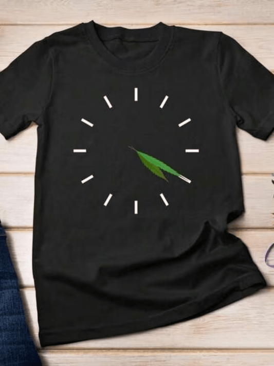 NEW Clock "420" Graphic TShirt Black Unisex with Leaf Design - FranksFunkyStuff