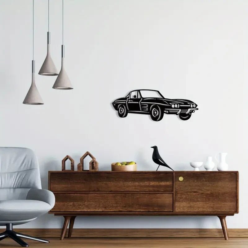New Corvette Shape Metal Silhouette Wall Art - FranksFunkyStuff