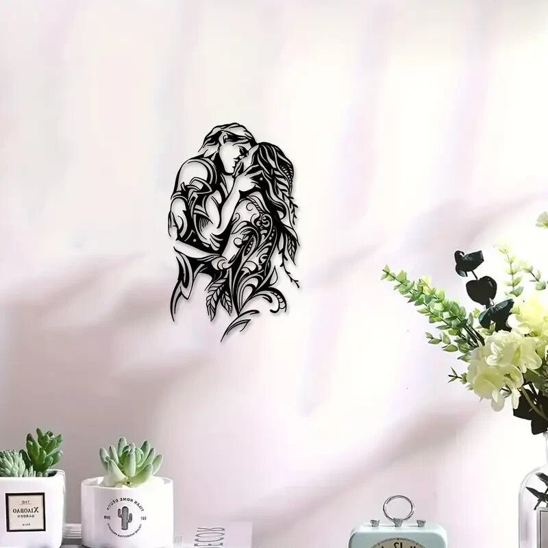 NEW Couple Hugging Metal Sculpture, Silhouette - FranksFunkyStuff