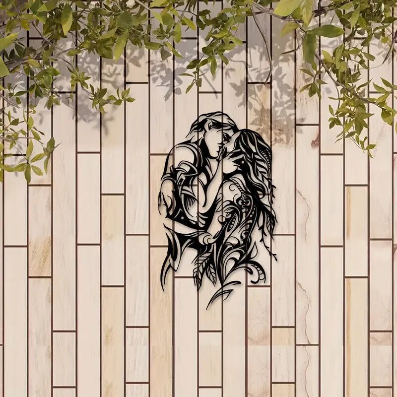 NEW Couple Hugging Metal Sculpture, Silhouette - FranksFunkyStuff