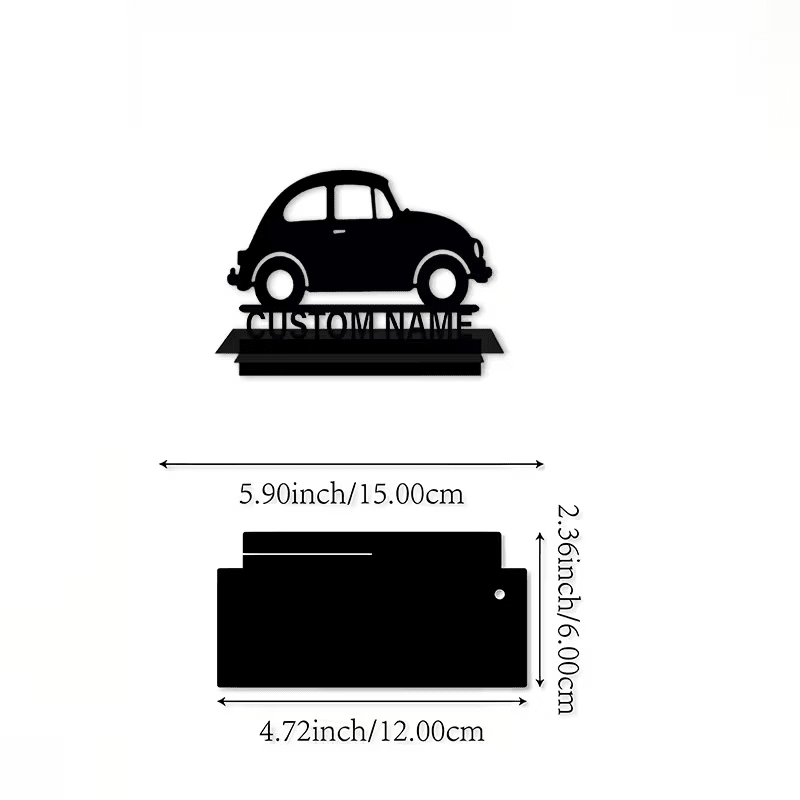 NEW Custom VW Bug Die Cut Metal Silhouette With Your Name or ? - FranksFunkyStuff