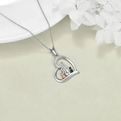 NEW Cute Cat Hug Pendant Necklace Girl with 2 Adorable Cats Silver Finish - FranksFunkyStuff