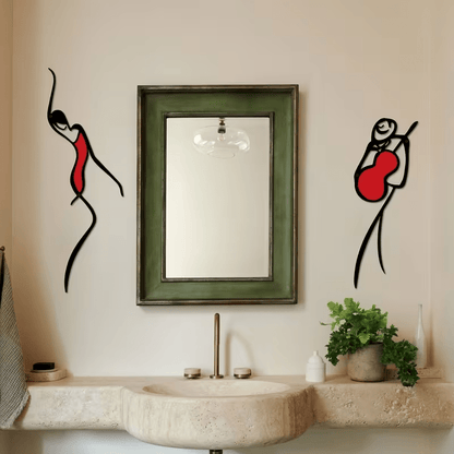 NEW Dancing Couple, 2 Pieces Colorful Metal Silhouette Line Art Wall Decor - FranksFunkyStuff