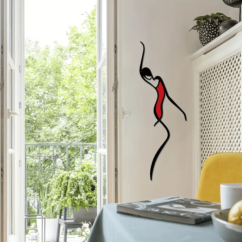 NEW Dancing Couple, 2 Pieces Colorful Metal Silhouette Line Art Wall Decor - FranksFunkyStuff