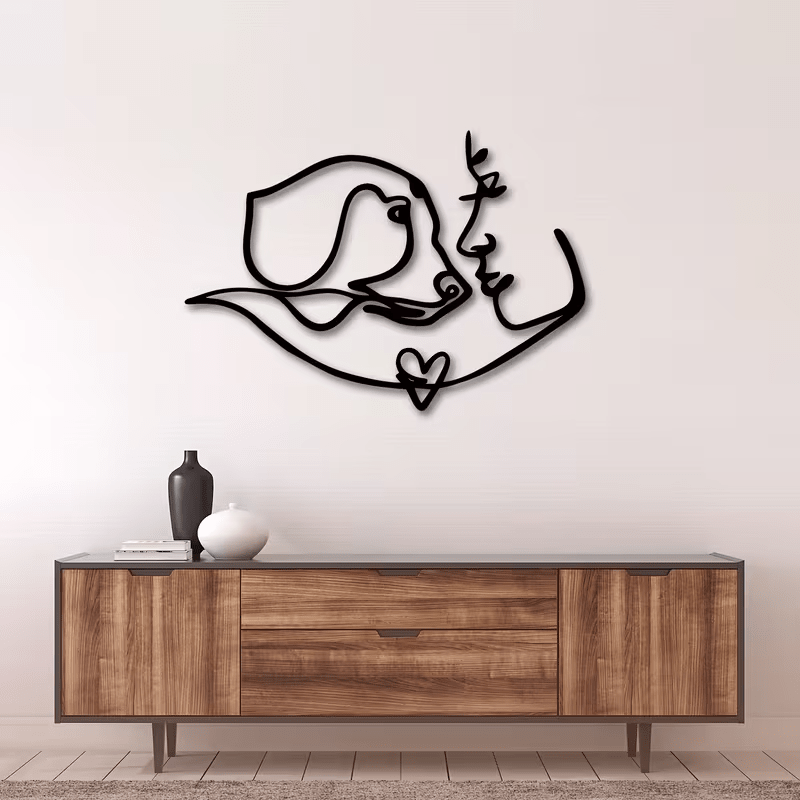 NEW Dog Hugging Owner Metal Silhouette - FranksFunkyStuff