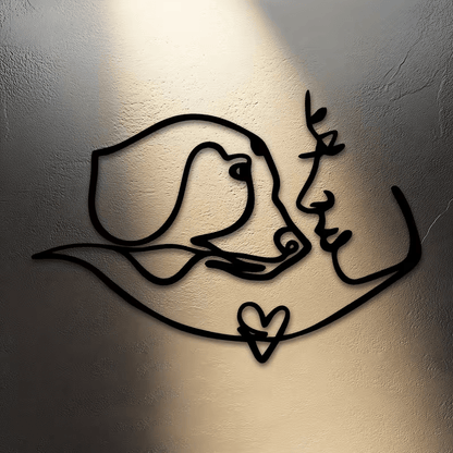 NEW Dog Hugging Owner Metal Silhouette - FranksFunkyStuff