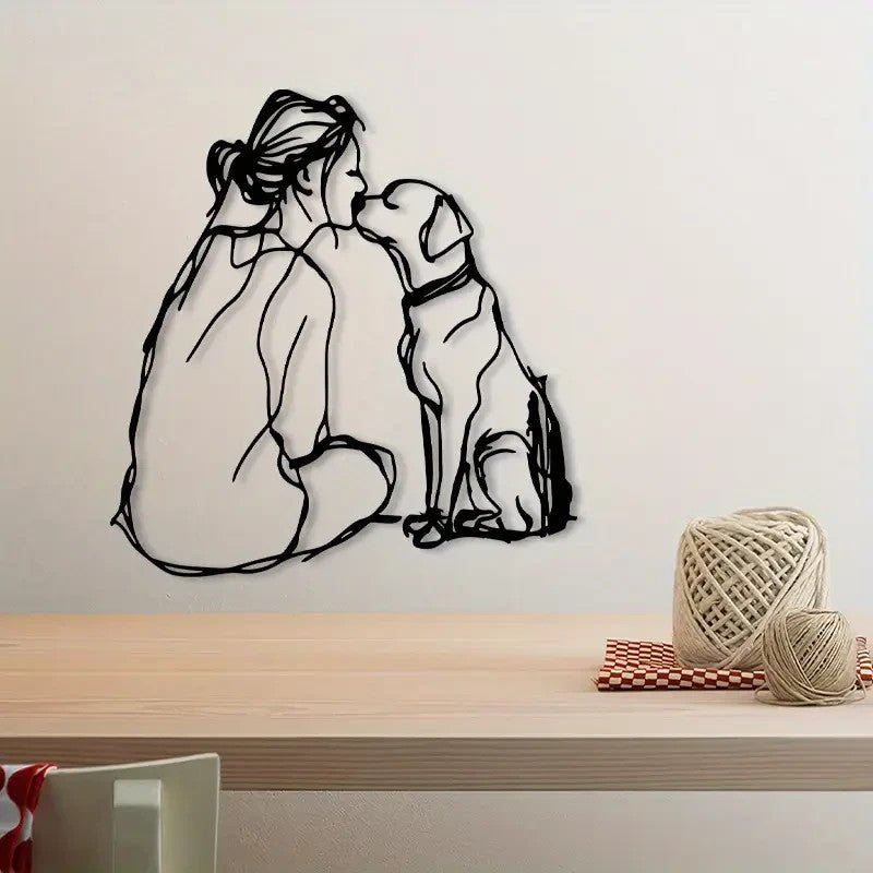 NEW Dog Kissing Girl Metal Silhouette - FranksFunkyStuff